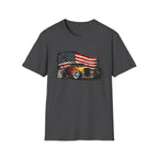 American Hot Rod T-Shirt – Vintage Flag Car Graphic