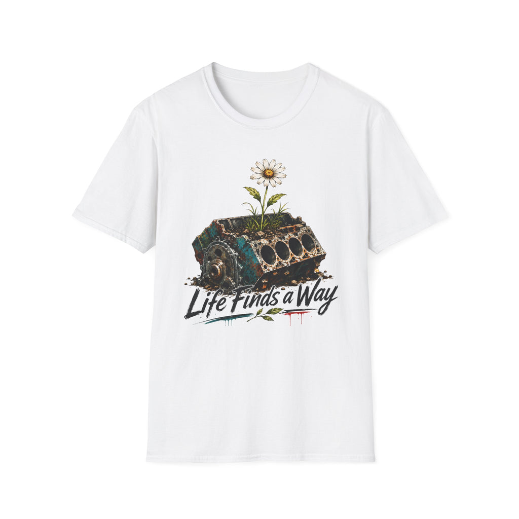 T-Shirt — 'Life Finds a Way' Daisy Rising from Rust Graphic Tee