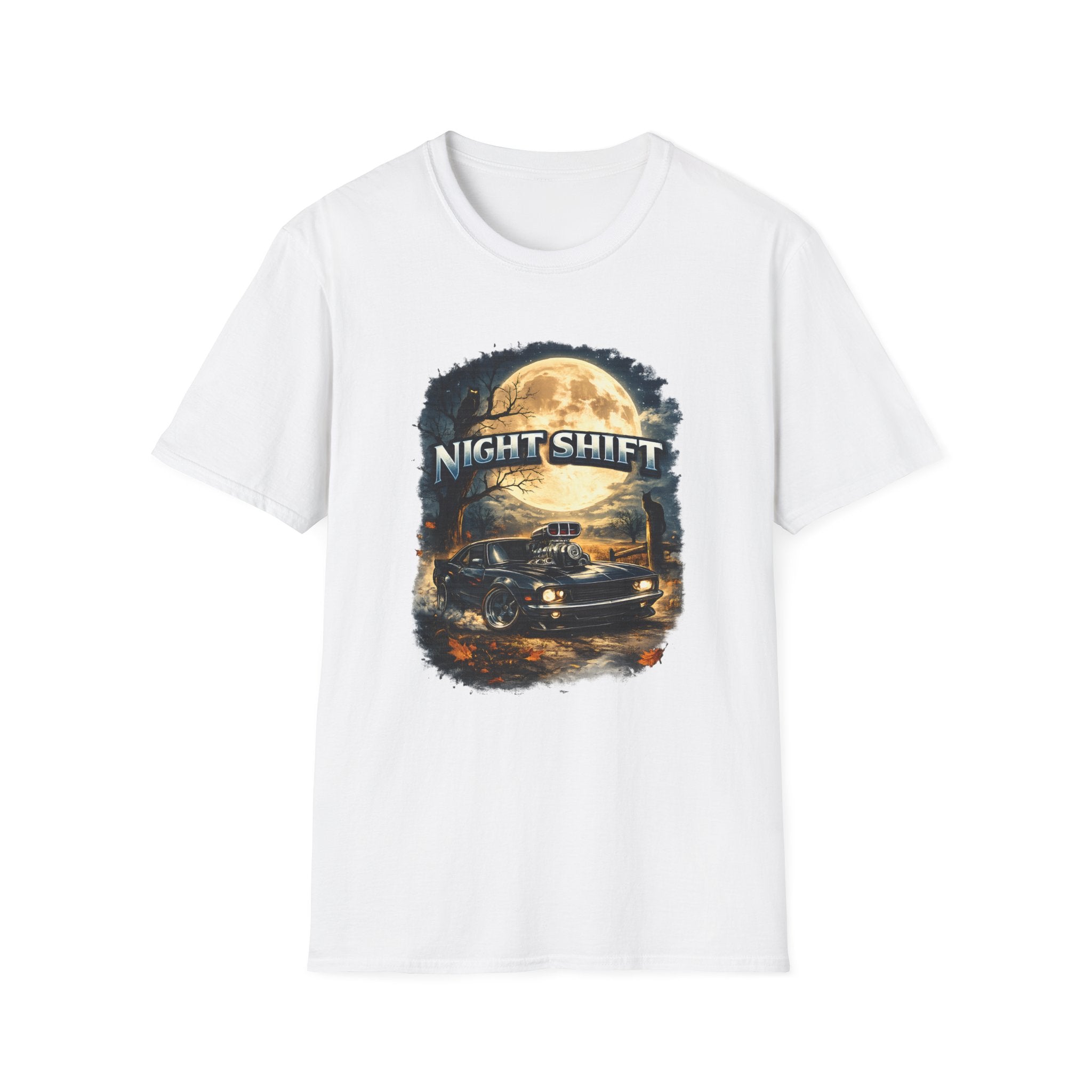 Night Shift T-Shirt — Vintage Full Moon Trucking Tee for Night Drivers