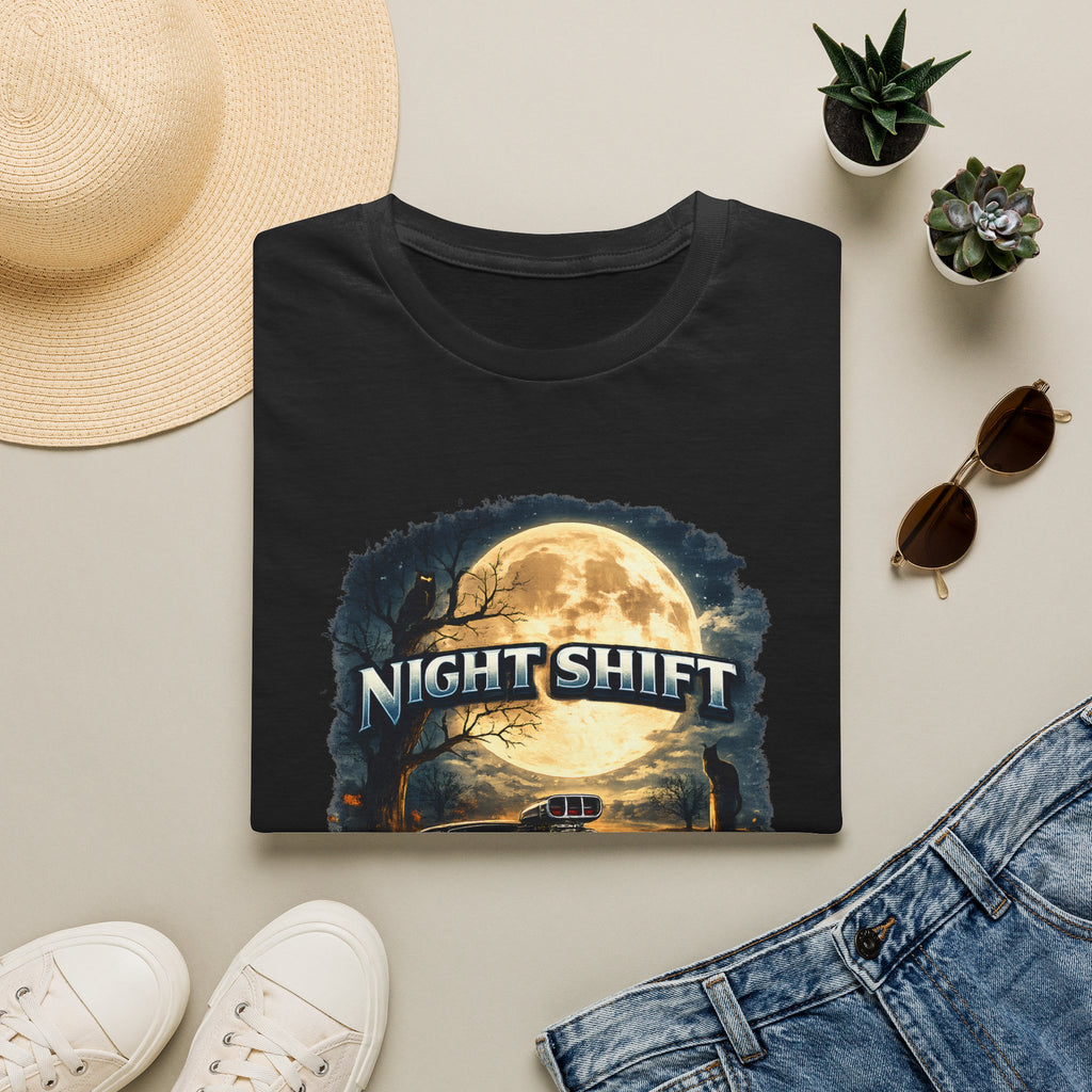 Night Shift T-Shirt — Vintage Full Moon Trucking Tee for Night Drivers