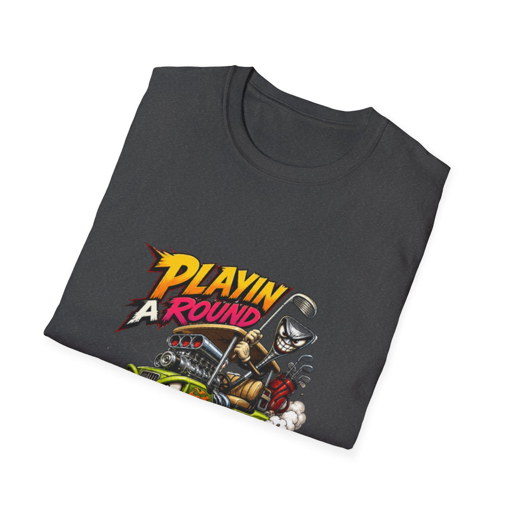 Golf Cart T-Shirt — "Playin' Around" Retro Cartoon Driving Design
